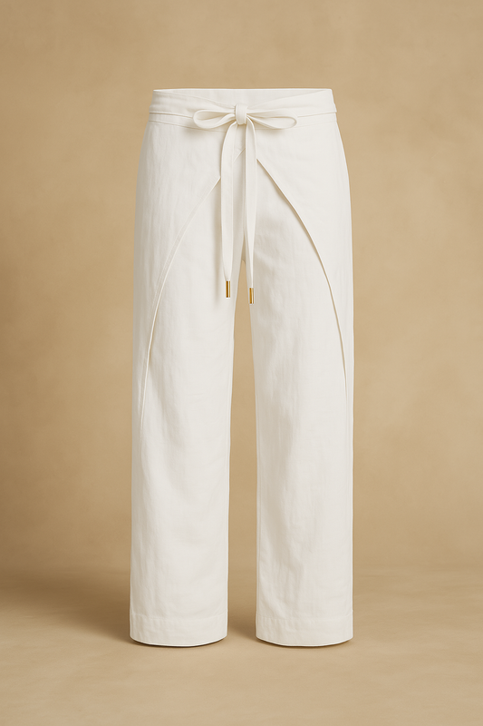Linen Wrap Pants - White