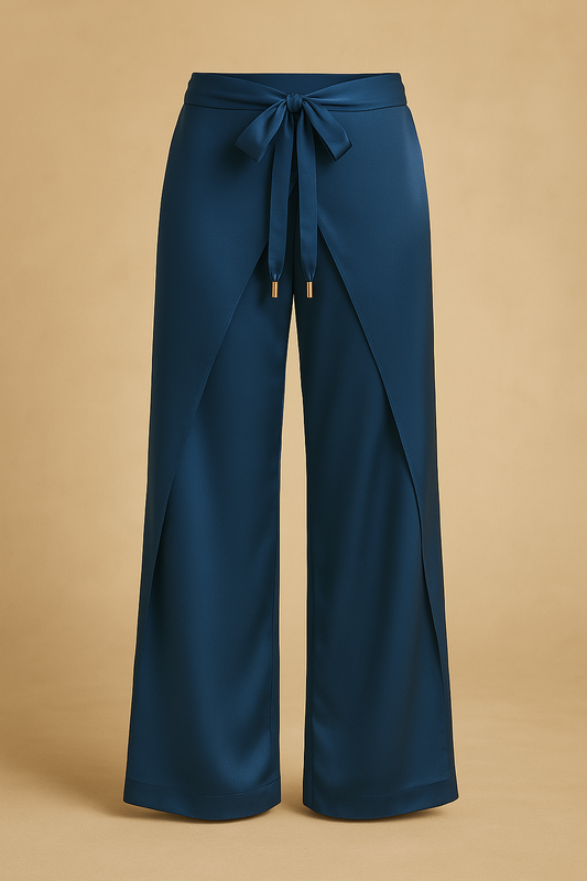 Bamboo Silk Wrap Pants - Blue