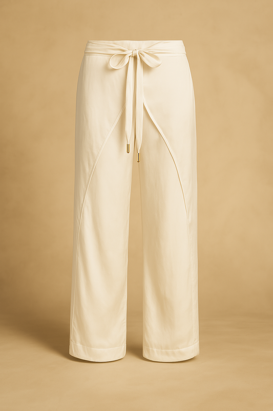 Bamboo Silk Wrap Pants - Vanilla