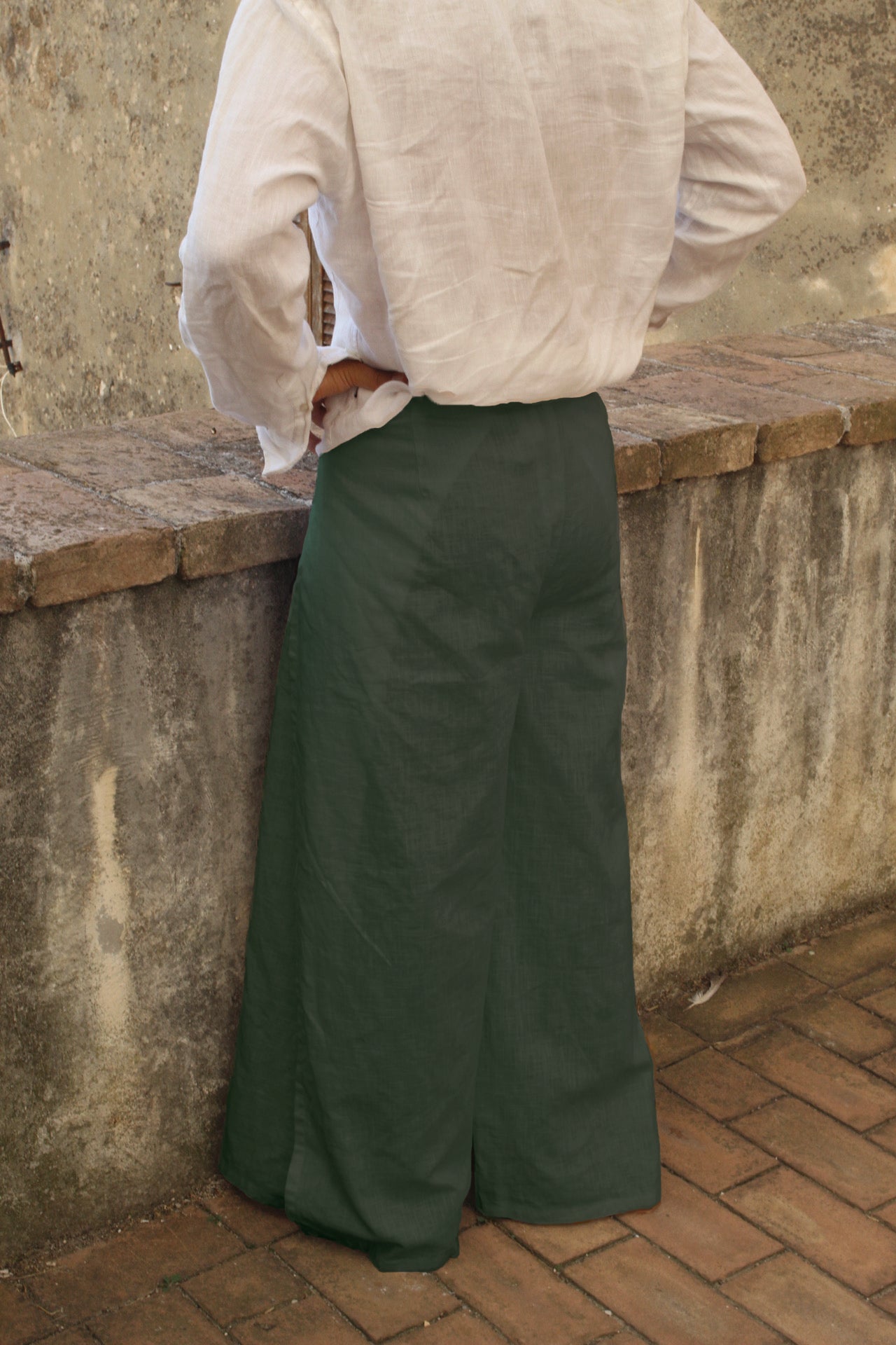 Linen Wrap Pants - Jade