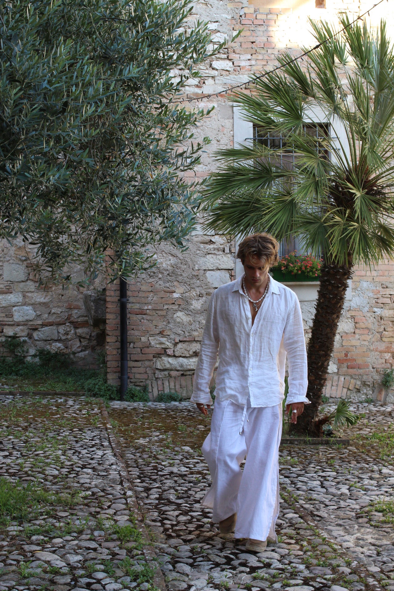 Linen Wrap Pants - White