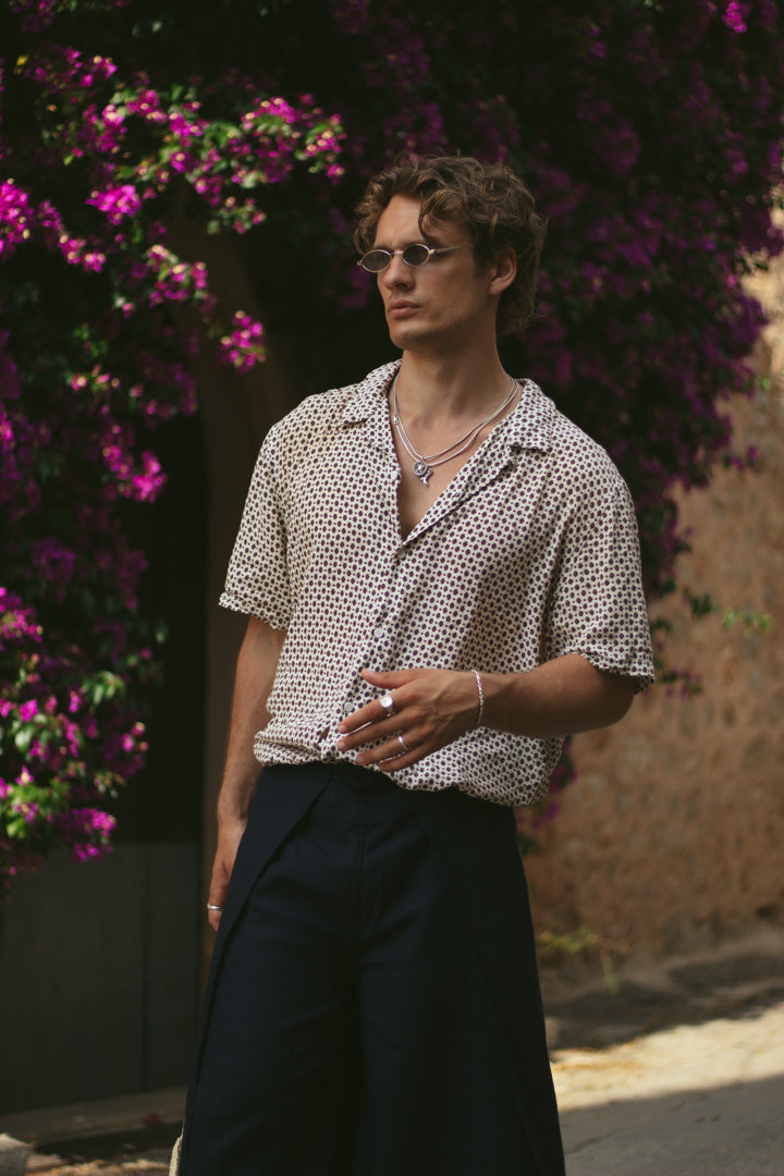 Linen Wrap Pants - Navy Blue