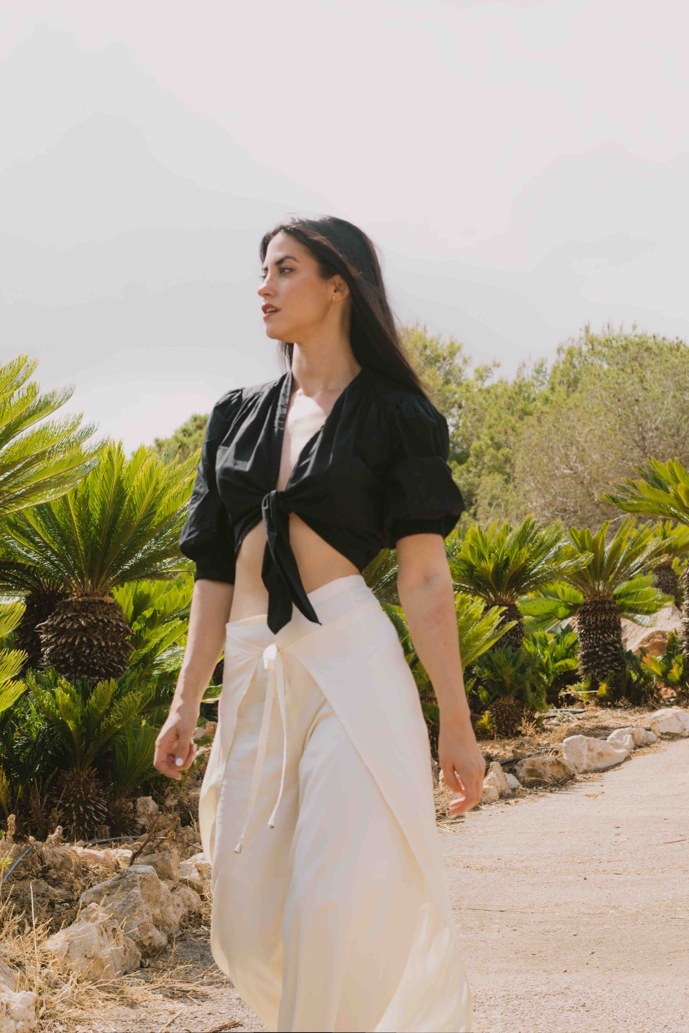 Bamboo Silk Wrap Pants - Vanilla