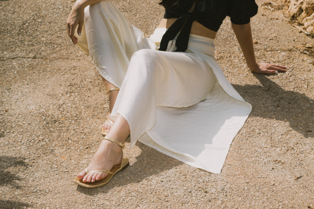 Bamboo Silk Wrap Pants - Vanilla