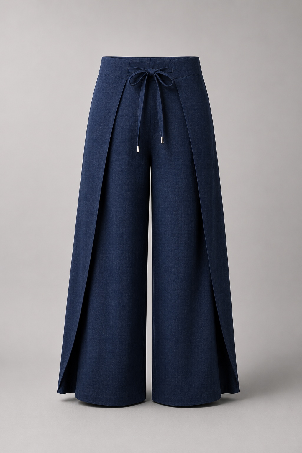 Linen Wrap Pants - Navy Blue