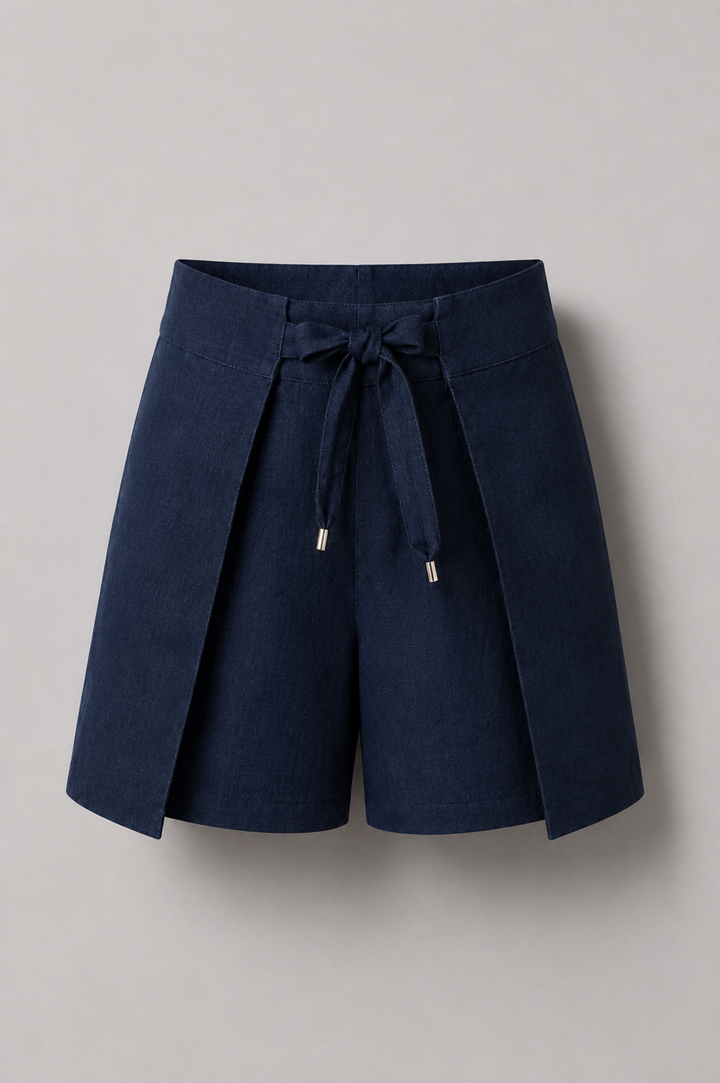 Linen Wrap Shorts - Navy Blue