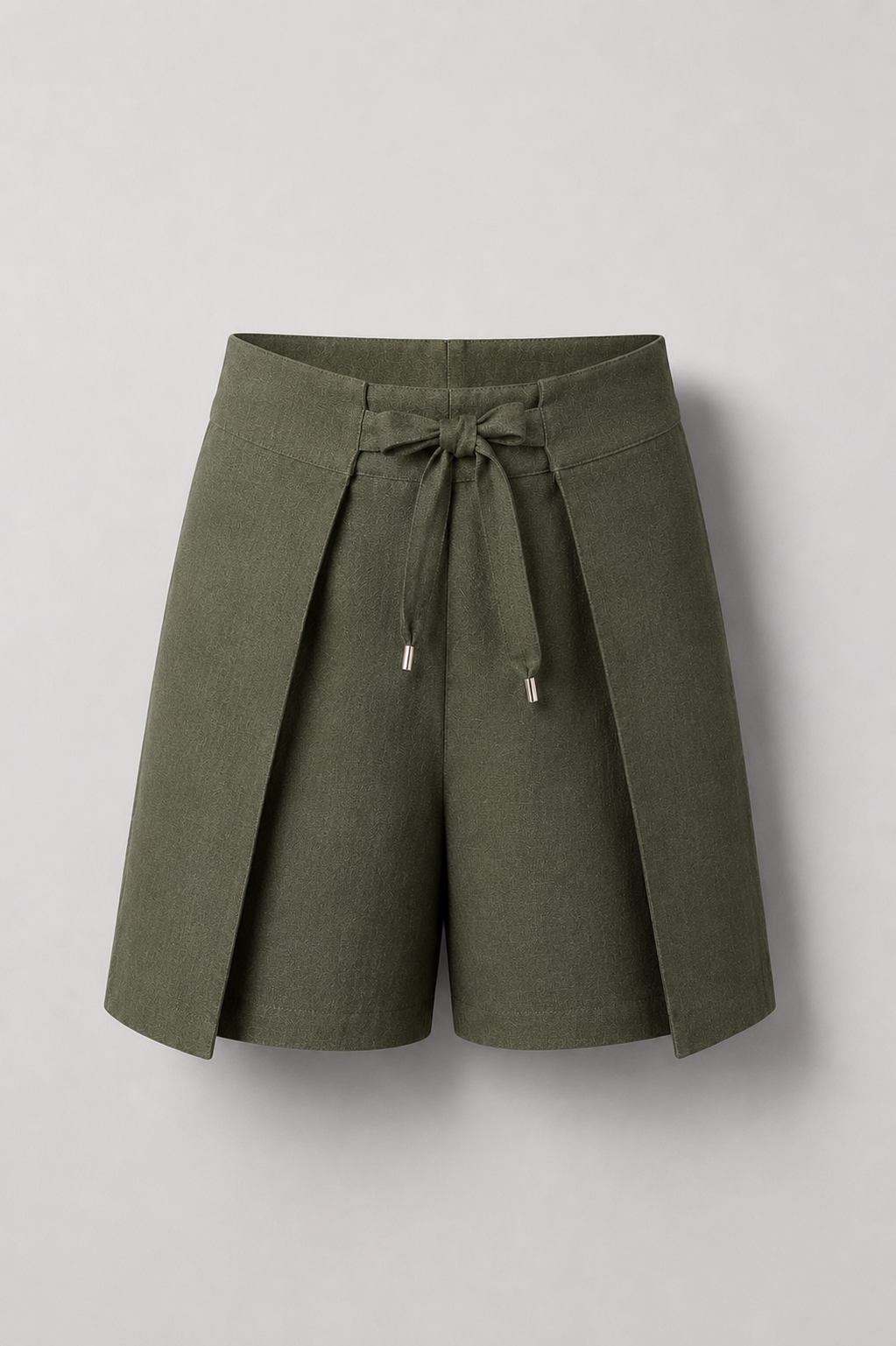 Linen Wrap Shorts - Olive Green