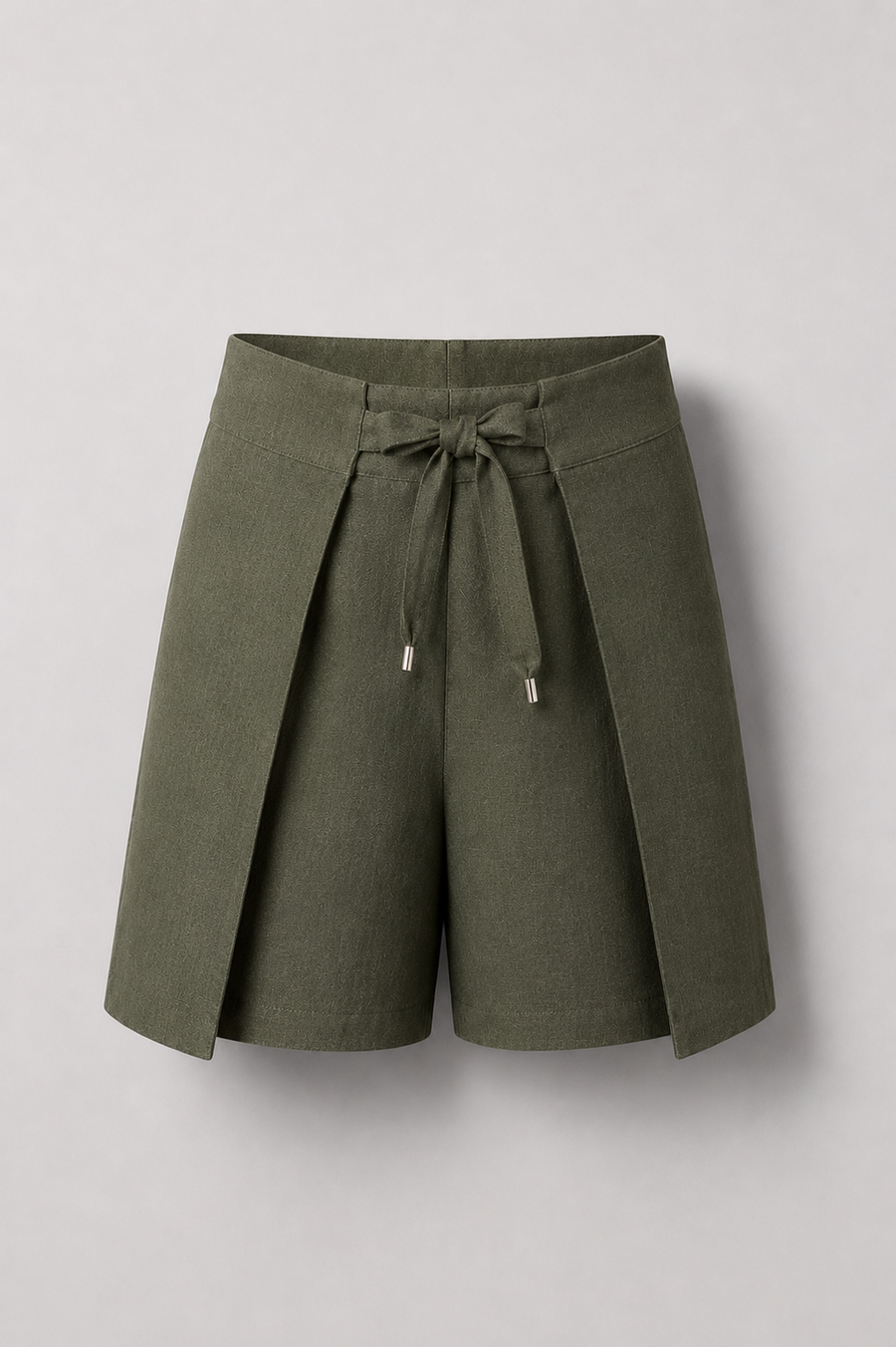 Linen Wrap Shorts - Olive Green