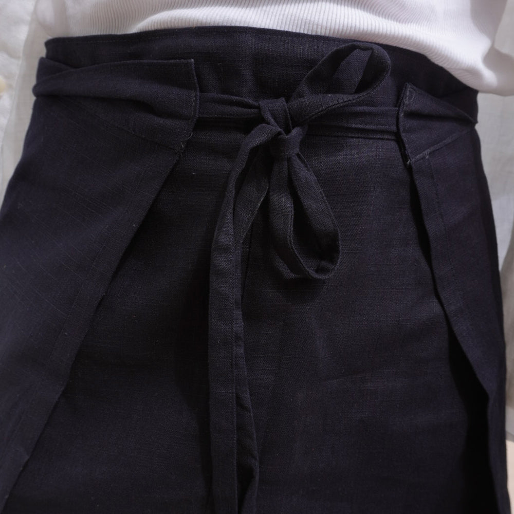 Linen Wrap Shorts - Navy Blue