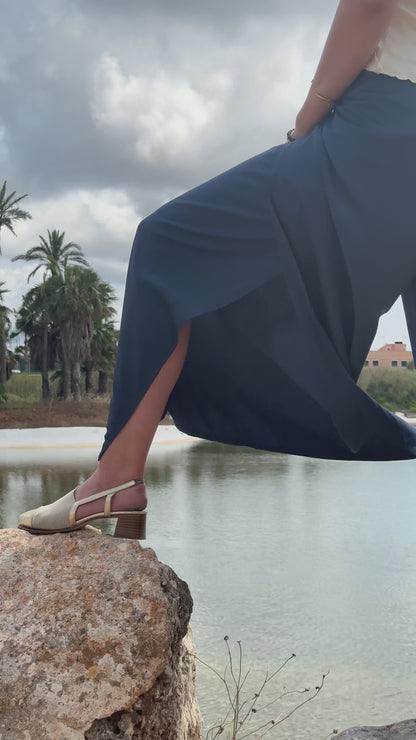 Bamboo Silk Wrap Pants - Blue